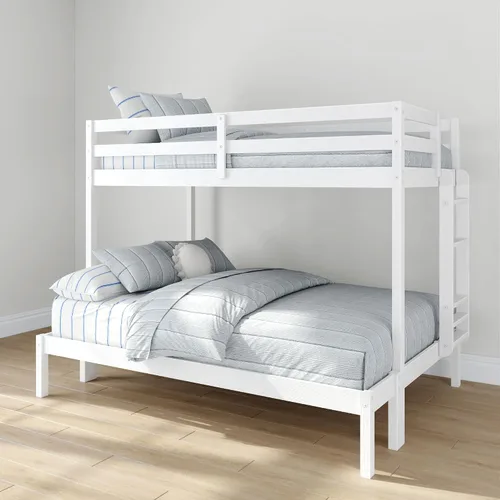 Vista 20 de Grain & Grove - Litera de dos camas con oso, estructura de litera resistente para niños, litera de madera contrachapada con escalera, barandilla
