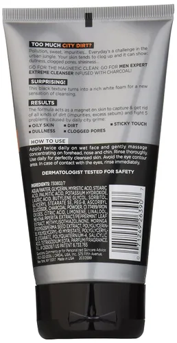 Vista 2 de L'Oréal Paris Expert Hydra Energetic Charcoal - Limpiador facial para hombre, 5 onzas líquidas