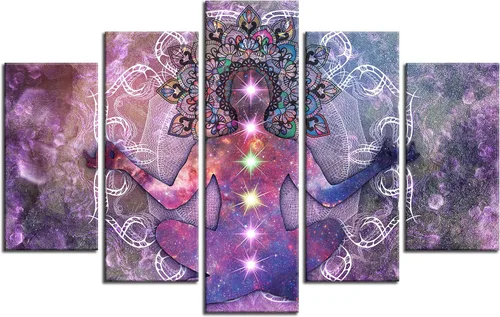 Vista 20 de NAN Wind 5 piezas de lienzo de flor de loto zen de Buda Zen, decoración espiritual para meditación, decoración pacífica del hogar, simbolismo