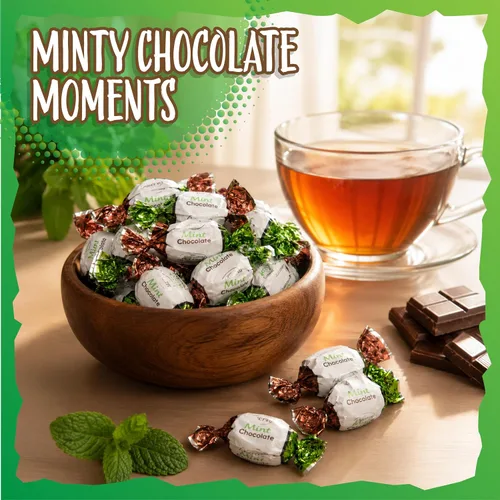 Vista 6 de Dulces de menta rellenos de chocolate Arcor Bolsa de 2 libras Dulces macizos de menta con chocolate envueltos individualmente Delicioso manjar