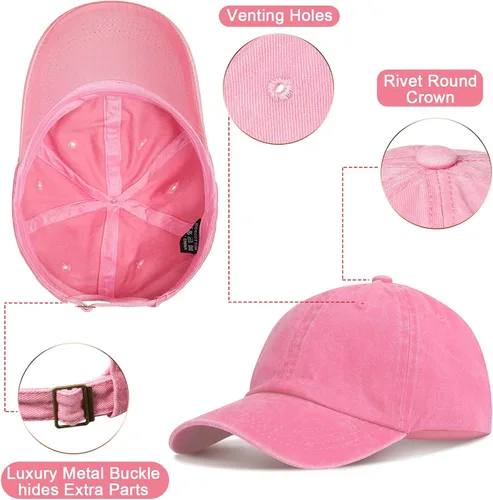 Vista 3 de Gorra de béisbol unisex de sarga ajustable para papá, 7 piezas, estilo vintage, lavada, desgastada