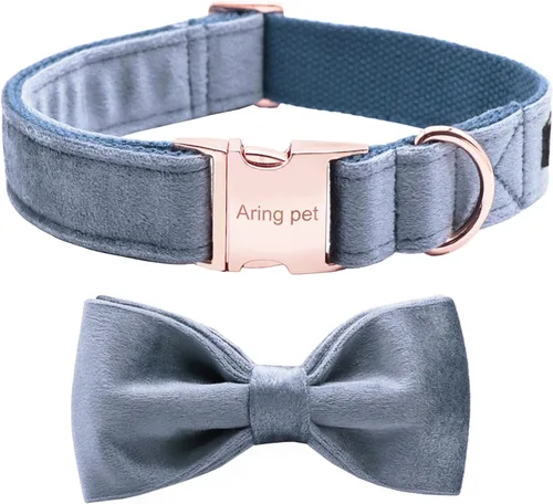 Vista 28 de ARING PET Collar de perro con corbatín, collares de terciopelo para perros con corbatín extraíble, collar de lazo ajustable para perros hembras