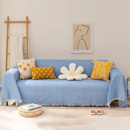 Vista 8 de MBROS YZCotton - Funda de sofá suave y moderna para sala de estar, funda protectora de muebles lavable con borla -A-90 × 35.4 in