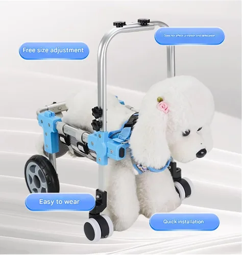 Vista 3 de 4 Wheel Lightweight Aluminum Alloy Pet Dog Wheelchair, Adjustable Dog Wheelchair, Walking Cart for Dogs with Limited Mobility in The Hind Legs