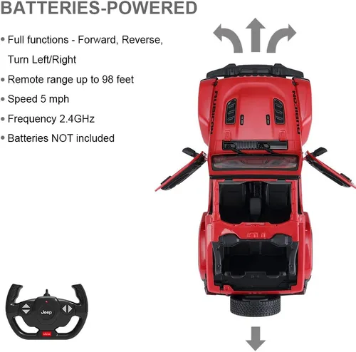 Vista 6 de RASTAR Coche de Control Remoto Todo Terreno, 1:14 Jeep Wrangler JL RC Vehículo de Carrera Todo Terreno, Vehículo de Juguete para Niños y Adultos