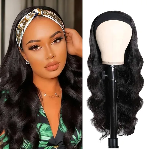 Vista 27 de XSY: Peluca de diadema de cabello humano de onda profunda sin pegamento, sin encaje frontal, peluca de diadema rizada, lista para usar y llevar