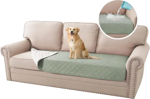 Vista 11 de H.VERSAILTEX Fundas de sofá de 2 plazas para perros, 100 % impermeables, con correas elásticas para mascotas y gatos (sofá biplaza, marrón)