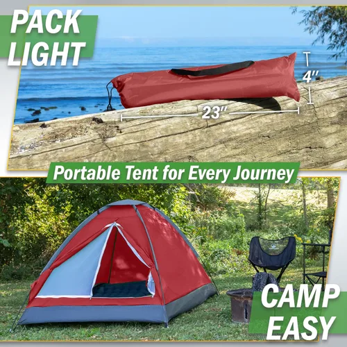 Vista 5 de Tienda de campaña Happy Camper para dos persona por de Wakeman Outdoors Rojo