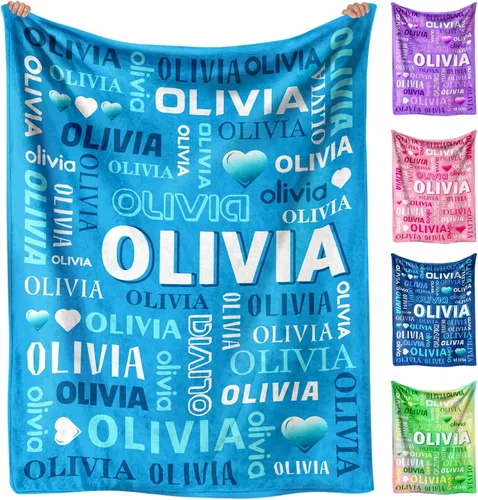 Vista 9 de Manta de bebé personalizada, manta con nombre personalizado para niños, bebés y adultos, mantas con animales personalizadas para niñas, niños