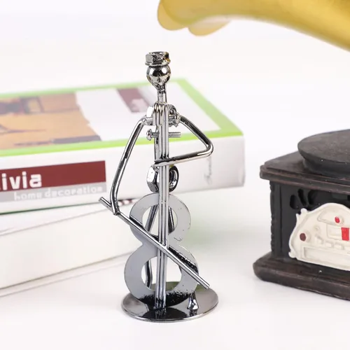 Vista 7 de Pequeña escultura de hierro, músico de metal, decoración de figuras de arte, regalo de estatua de hombre musical, exhibición para escritorio
