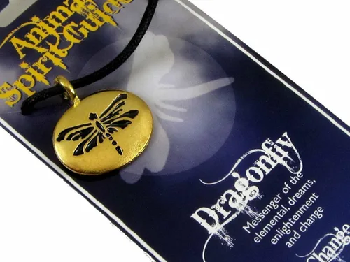 Vista 2 de Espíritu de Dragonfly Animal Guía para el cambio y Enlightenment Oro Tono peltre colgante