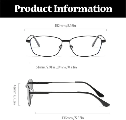 Vista 5 de LJCZKA Lentes rectangulares con bloqueo de luz azul para hombres y mujeres, marco de metal cuadrado, anteojos antifatiga ocular clásica