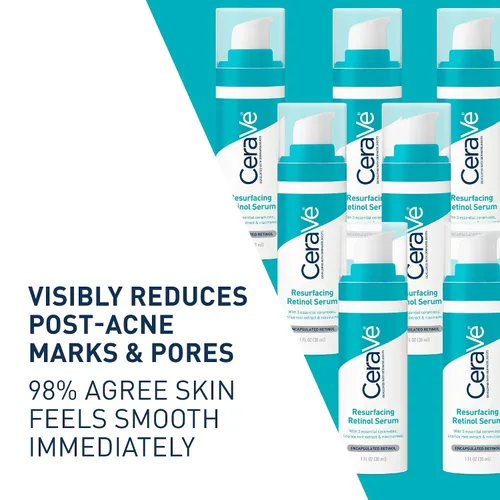 Vista 2 de CeraVe Suero de Retinol Renovador para Marcas Post-Acné, Formulado con Extracto de Raíz de Regaliz y Niacinamida, Suero Iluminador y Minimizador