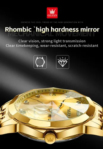 Vista 27 de OLEVS Reloj de pulsera automático con diseño de esqueleto para hombre, de lujo, con diamantes de lujo, de acero inoxidable, calendario, reloj