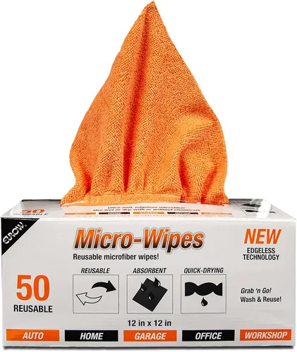 Vista 7 de Eurow Paños de limpieza y secado de microfibra de 200 GSM con caja dispensadora, reutilizables, sin rayas, sin arañazos, ultra absorbentes, sin