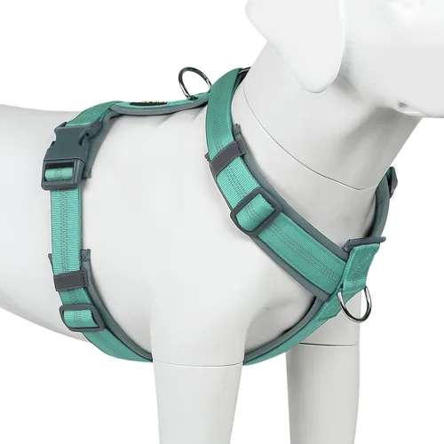 Vista 11 de Arnés para perro Plutus Pet sin tirón, arnés ajustable de nylon con acolchado suave, arnés para perro reflectante y resistente para perros pequeños
