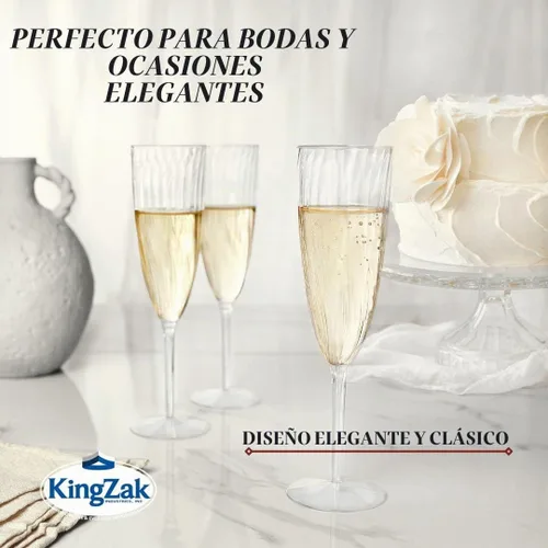 Vista 4 de Lillian Tablesettings Copas de champán prémium de 6 onzas, vasos desechables de plástico duro transparente, 1 pieza, 16