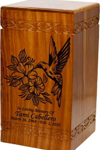 Vista 18 de Urna de cremación de madera, urna funeraria humana de gran tamaño con personalización (mariposas)