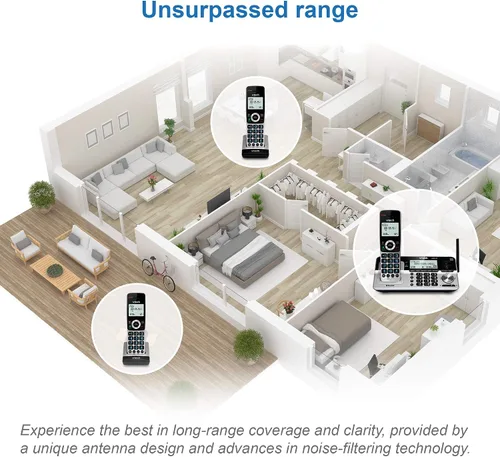 Vista 3 de VTech VS113-5 Teléfono inalámbrico de 5 teléfonos de rango extendido para el hogar con bloqueo de llamadas, conecte a celular Bluetooth, pantalla