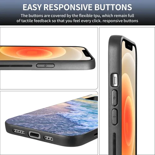 Vista 3 de Funda compatible con iPhone 11, funda estética Beach Wave Sunset Glow para iPhone, protección contra caídas, delgada, a prueba de golpes, funda