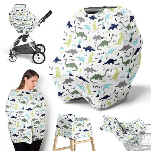 Vista 16 de Sweet Jojo Designs Acuarela dinosaurio dinosaurio niño bebé bebé bebé asiento cubierta lactancia lactancia alta silla carrito de compras cochecito