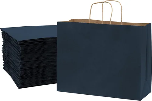 Vista 12 de Prime Line Packaging Bolsas de regalo de papel, bolsas de regalo azul marino, pequeñas con asas, bolsas de compras para negocios, golosinas