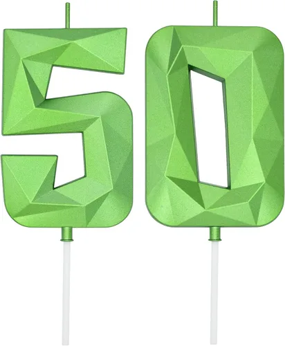 Vista 11 de DERVENTA Vela Grande de Cumpleaños Número 3D Verde Luminoso de 3.7 Pulgadas Celebración de Fiesta Aniversario Decoración Adorno para Pastel 1 Pieza