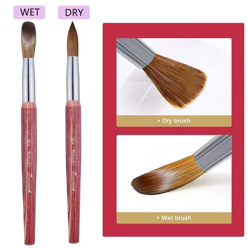 Vista 3 de Kolinsky - Brocha acrílica para uñas, tamaño 12, forma ovalada de cabello Kolinsky para aplicación acrílica, herramienta de manicura profesional