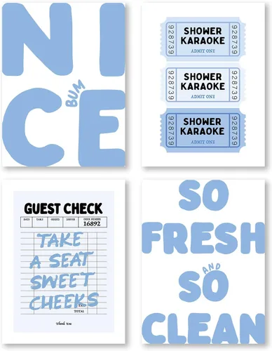 Vista 15 de Pleonox - Impresiones de arte de pared de baño divertidas en negro y blanco en lienzo 8x10 Pulgadas, juego de 4, decoración de pared de ducha