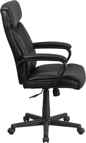 Vista 8 de Flash Furniture Raya - Silla de oficina giratoria ejecutiva de LeatherSoft con respaldo alto y brazos de malla ligera
