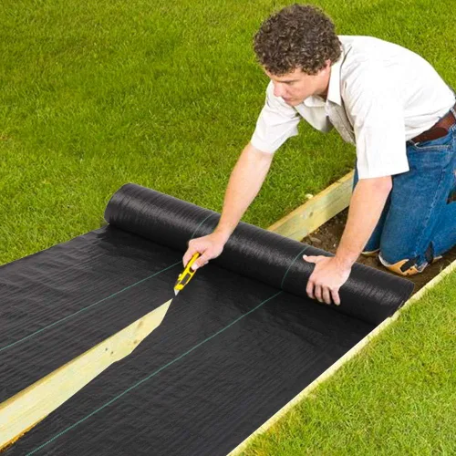 Vista 9 de TUFFIOM 3 x 300 pies Barrera de malezas para jardín, tela de paisaje, cubierta UV-resistente, material resistente de 125gsm/3.7OZ para control