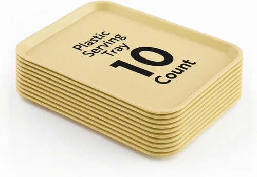 Vista 15 de Restaurantware Bandejas de comida rápida, paquete de 10 bandejas de plástico para cafetería, de 10 x 14 pulgadas, rectangulares verdes, aptas