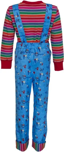 Vista 4 de Disfraz de Halloween para niños y niñas, overol de rayas de arco iris, overol para cosplay de Good Guys Doll