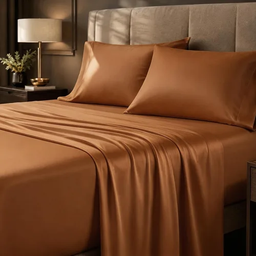Vista 8 de HYPREST Sábanas de algodón egipcio tamaño Queen – Sábanas de 18 pulgadas de profundidad tamaño Queen color naranja quemado, sábanas de lujo suaves