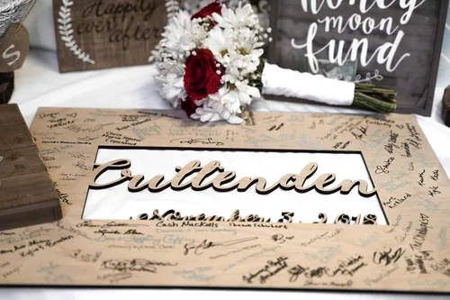 Vista 6 de Alternativa personalizada para libro de invitados de boda – Libro único de registro de boda con apellido cortado personalizado para recepción