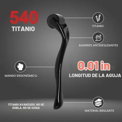 Vista 2 de Rodillo Derma de titanio 540 de 0.010 in - Microneedle Micro aguja rodillo para hombres y mujeres uso doméstico - Microneedle Roller Microneedle