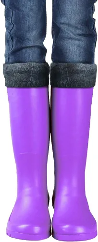 Vista 7 de Anzermix Calcetines de botas de lluvia de punto de cable de lana para mujer