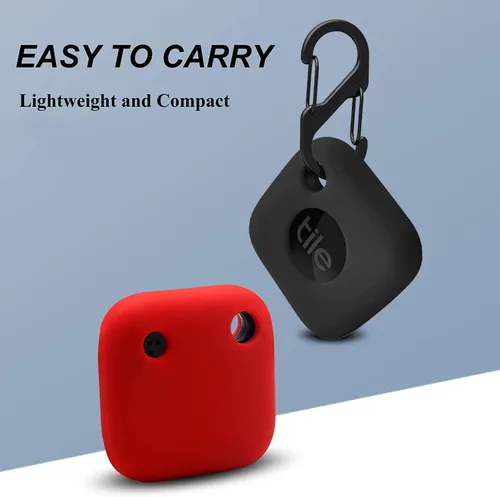 Vista 6 de 4 fundas para Tile Mate Tracker 2024/Tile Mate Tracker 2022, funda protectora de silicona suave que absorbe los golpes con accesorios de mosquetón
