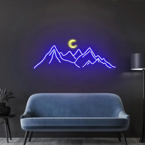 Vista 3 de Letreros de neón de montaña para decoración de pared de 16 pulgadas, letrero de neón LED de dinero, cueva, hogar, fiesta, letreros iluminados por