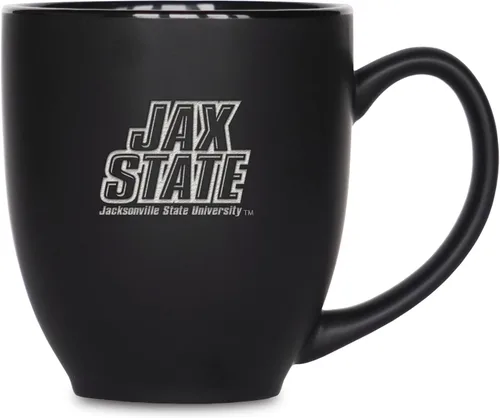 Vista 314 de Rico Industries - Taza de cerámica mate negra con grabado láser estándar de 15oz para NCAA (escuelas T & U) - Para bebidas calientes o frías