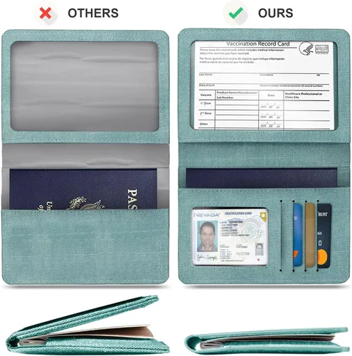 Vista 3 de Funda para pasaporte de vacunación, Azul 2PK