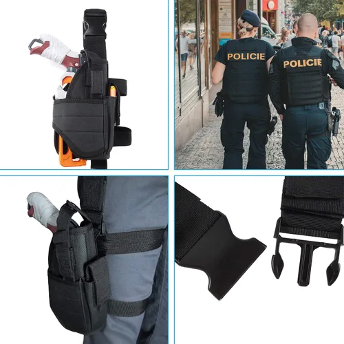 Vista 8 de EKIND Funda táctica para pierna caída, ajustable para diestros y muslos compatible con Nerf Elite Series Blaster (negro)