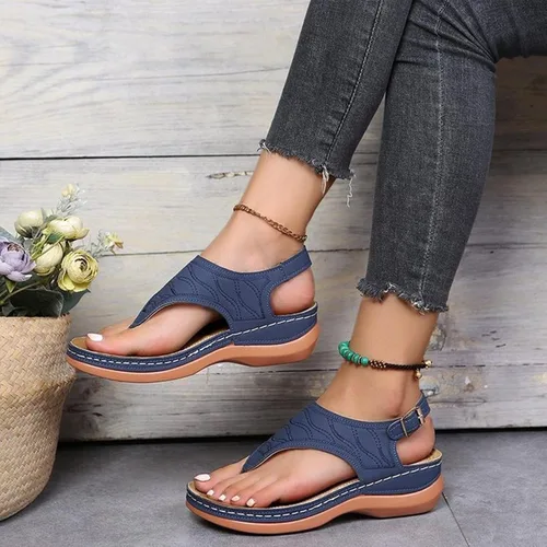 Vista 2 de Xuyuan Sandalias ortopédicas Color sólido Flip Flop Verano Playa Sandalias Color sólido Playa Verano Casual Flip Flop Sandalias anchas