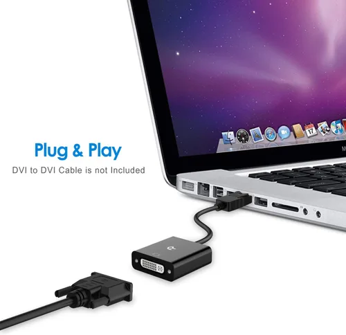Vista 4 de Rankie Adaptador DP a DVI, convertidor DisplayPort a DVI macho a hembra chapado en oro (negro)
