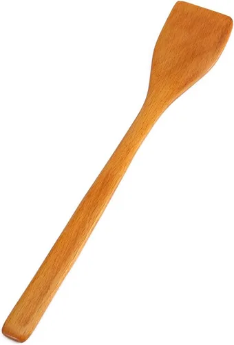 Vista 9 de Espátula de madera antiadherente para cocinar, espátula de madera frita, utensilios de cocina de 9.7 x 1.6 in (color claro)