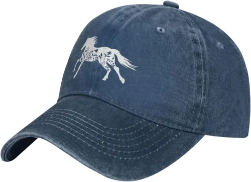 Vista 11 de Gorra de béisbol vintage con diseño floral y de caballo ajustable para mamá y papá Negro