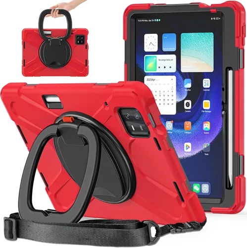 Vista 13 de Funda para Xiaomi Mi Pad 6/Mi Pad 6 Pro, funda resistente a prueba de golpes de 11 pulgadas, soporte giratorio 360, correa de mano, correa de rosado