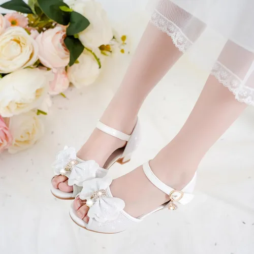 Vista 2 de Osinnme - Sandalias de boda para niña pequeña y grande