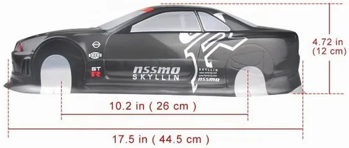 Vista 2 de Manrock 1/10 Escala RC Pintado Drift Racing Touring Onroad Carrocería Coche Shell GTR Negro