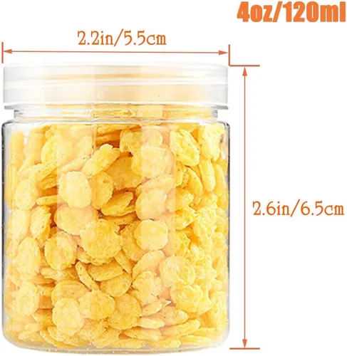 Vista 2 de Paquete de 20 frascos redondos de plástico de 4 oz/120ml con tapas, recipientes vacíos transparentes para slime, recipientes de almacenamiento